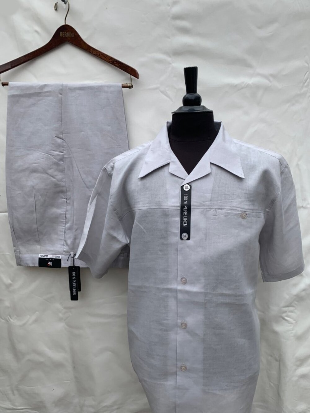 NEW-GEN 100% linen Blend Two-Piece Casual Short Sleeve Shirt & Pant For Men